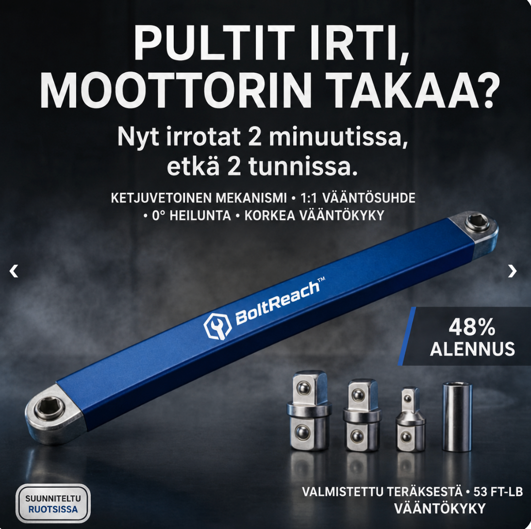 BoltReach™ offsetjatke hylsyavaimeen | Pääset pultteihin jopa 100 % helpommin sekunneissa